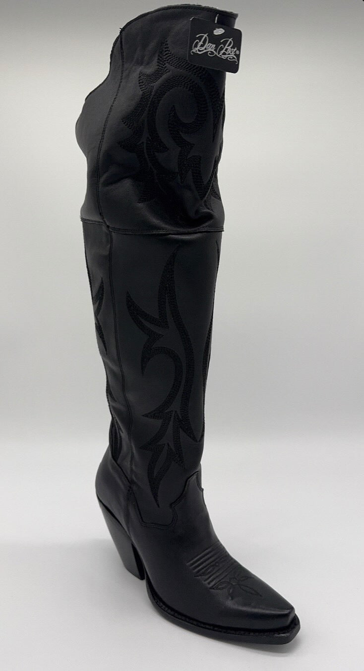 Dan Post Over-the-Knee Women's Leather Western Boots – Matte Black