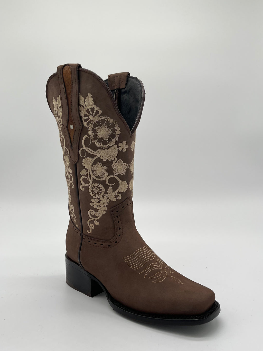 Bota Cowboy de Dama Joe Boots – Flores Floral Leather Ranchero Boots