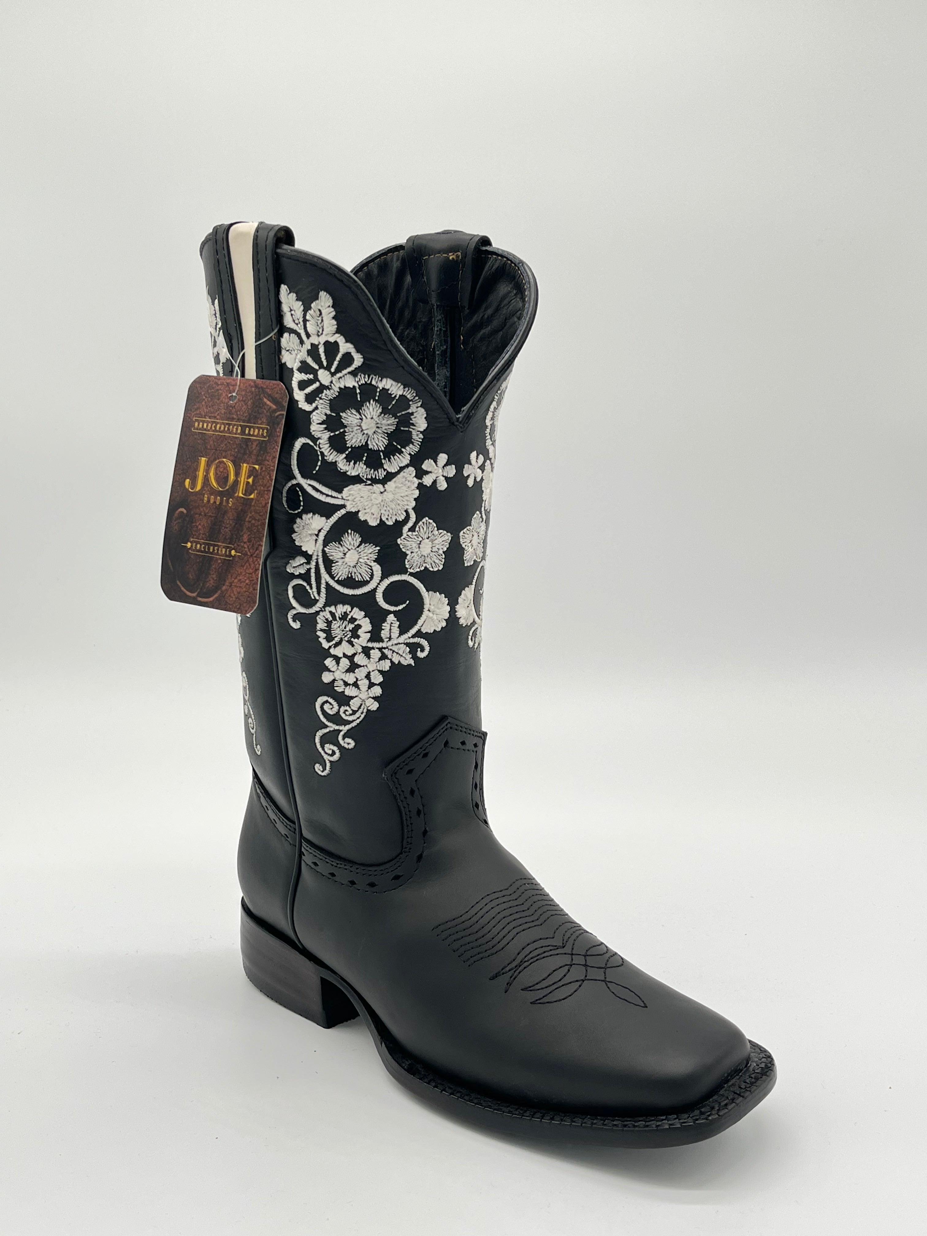 Bota Cowboy de Dama Joe Boots – Flores Floral Leather Ranchero Boots