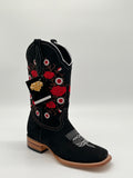 Botas Vaqueras de Dama White Diamonds – Rosas Rojas Leather Ranchero Boots
