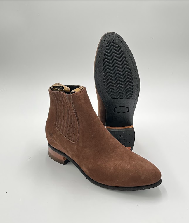 White Diamond Genuine Suede Western Ankle Boots with Durable Rubber Sole