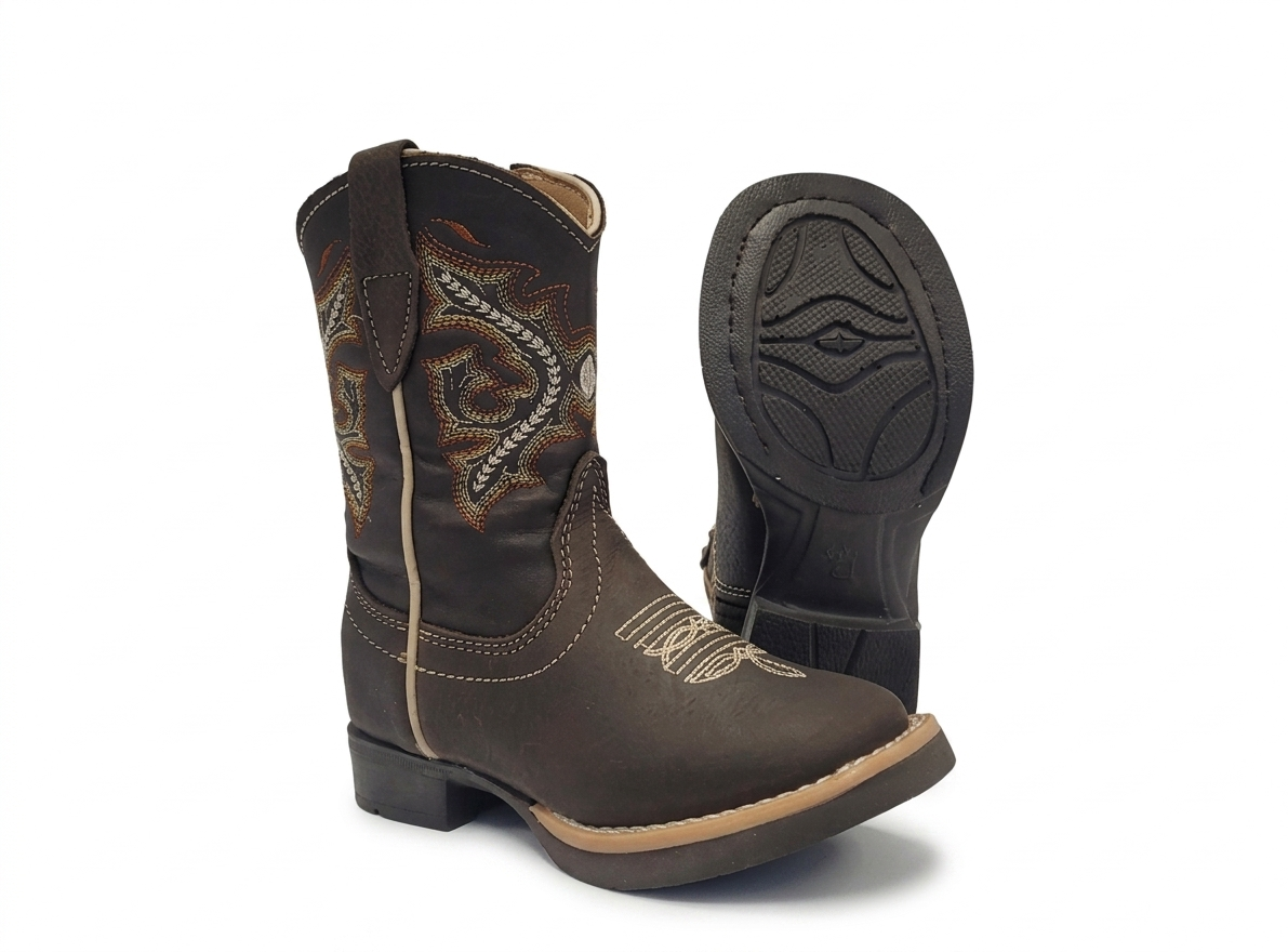Calzatti Kids' Zippered Western Boot – Cafe/Floter