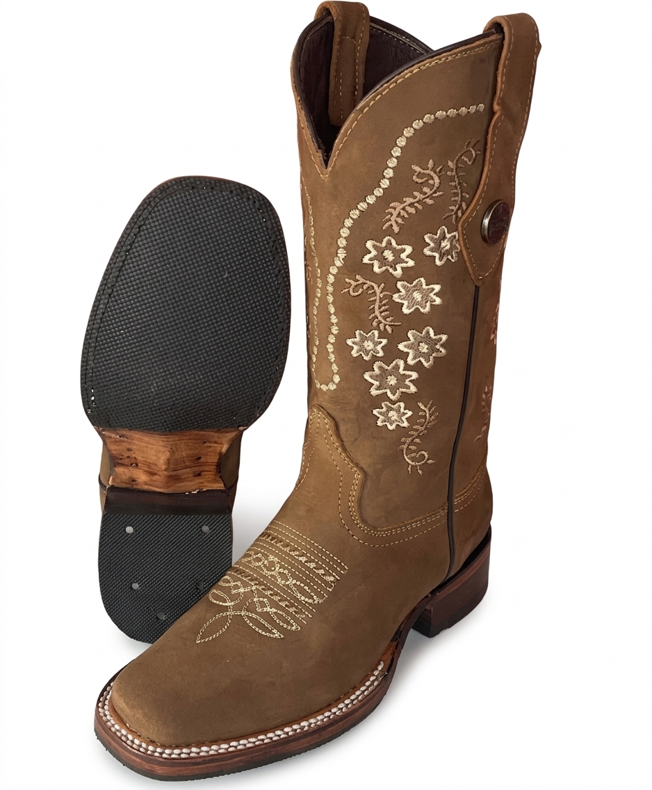 Frontera Western Wear Women's Estrella Floral Embroidered Square Toe Western Boots