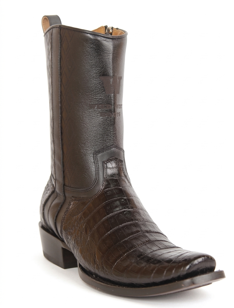 Wild West Men's H74BH Exotic Caiman Belly Dubai Cutter Toe Western Boots
