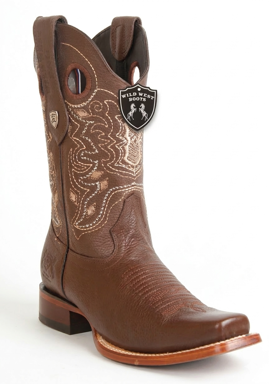 Wild West Men's Grisly Leather H818 Square Toe Western Boots