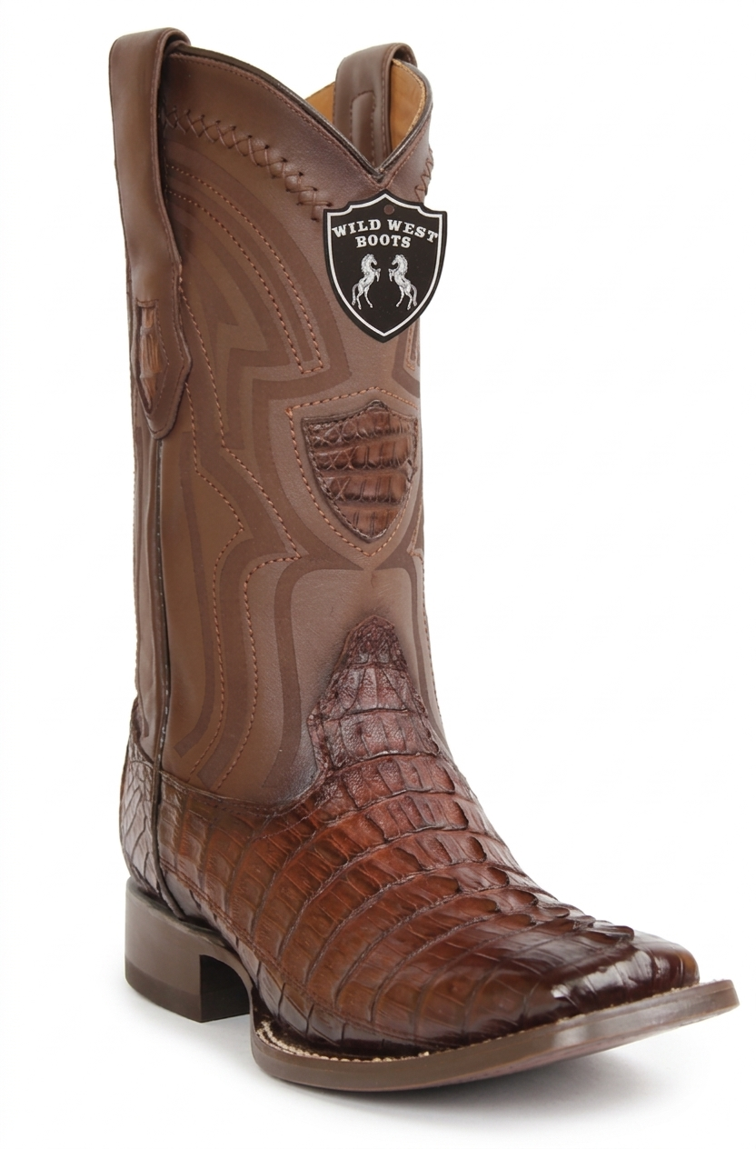 Wild West Men's Caiman Tail H824L Ranch Toe Western Boots