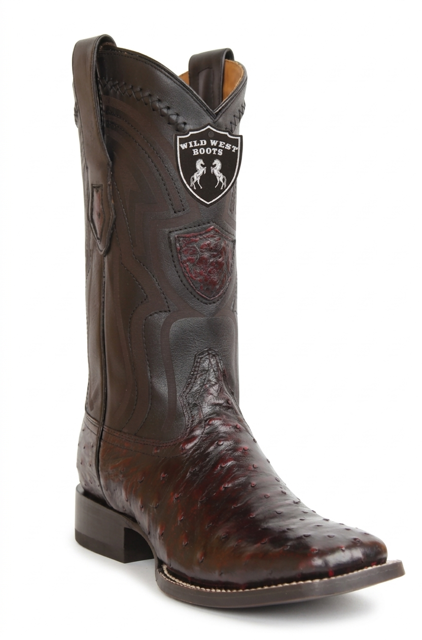 Wild West Men's Ostrich H824L Ranch Toe Western Boots