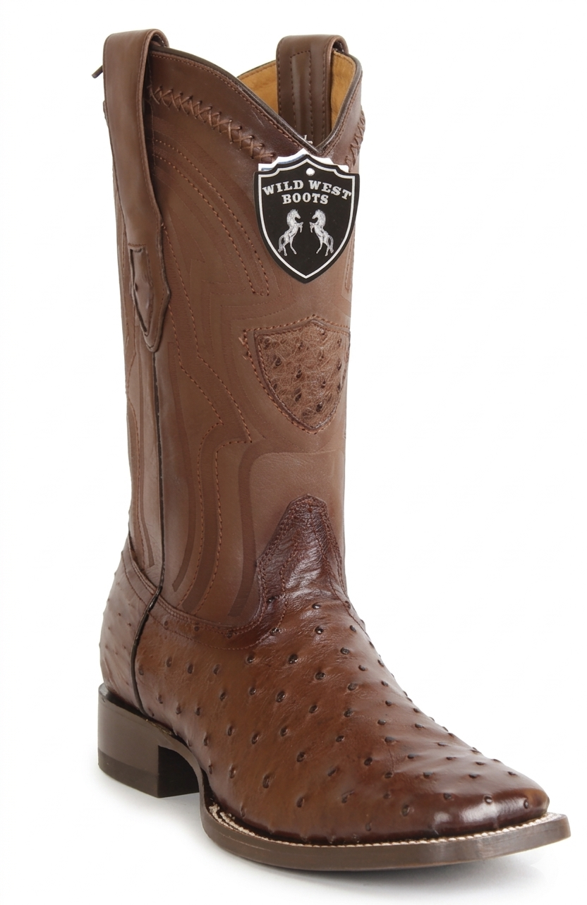 Wild West Men's Ostrich H824L Ranch Toe Western Boots