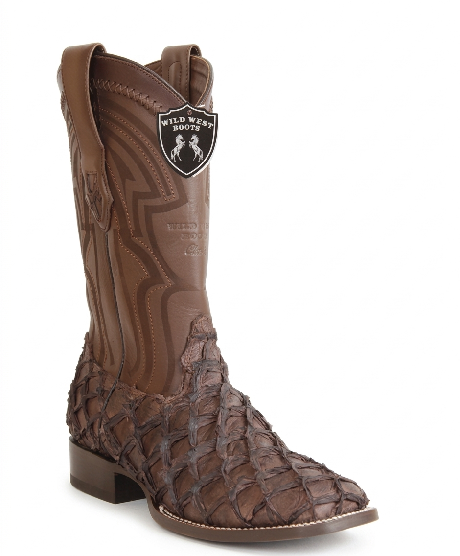 Wild West Men's Pirarucu H824L Ranch Toe Western Boots