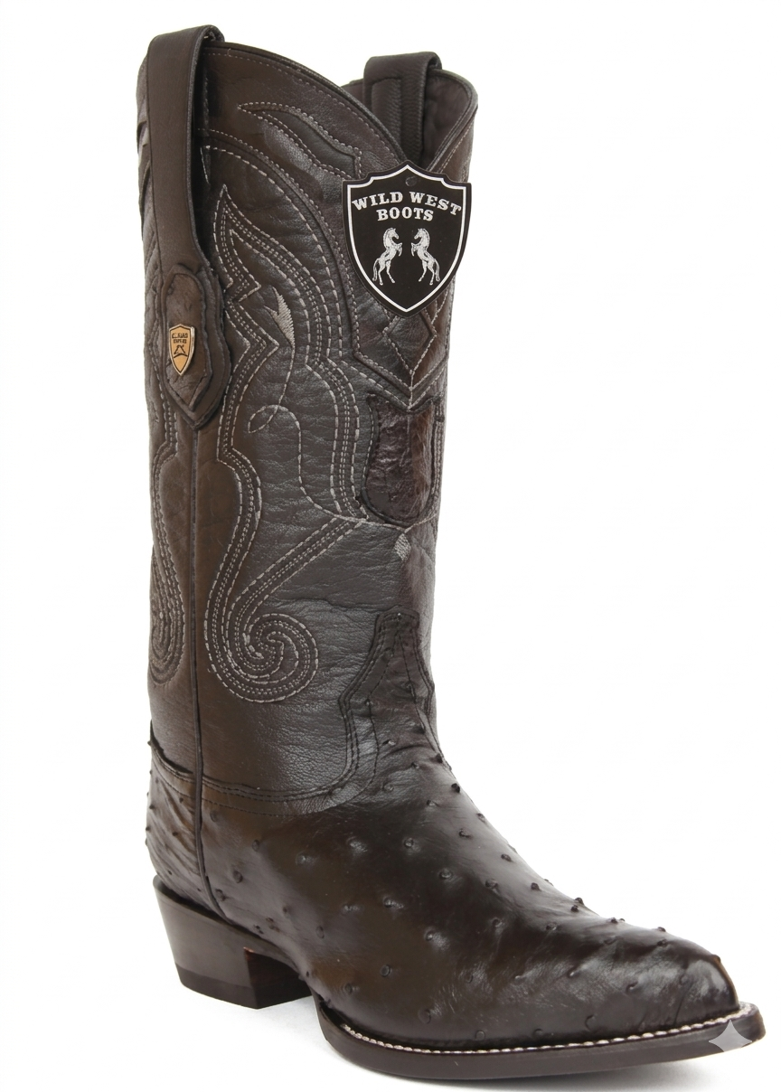 Wild West Men's H99J Full Quill Ostrich J Toe Western Boots