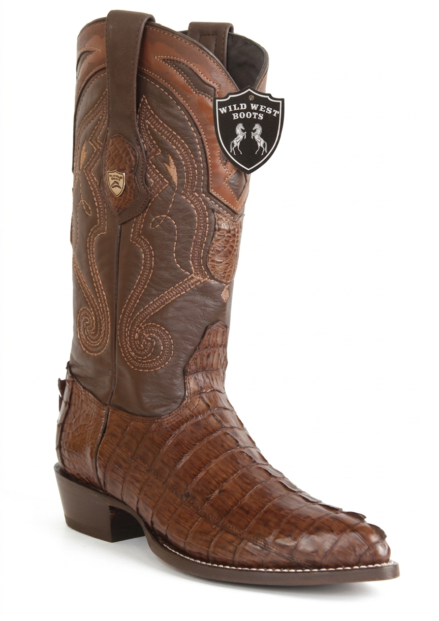 Wild West Men's H99J Exotic Caiman Tail J Toe Western Boots