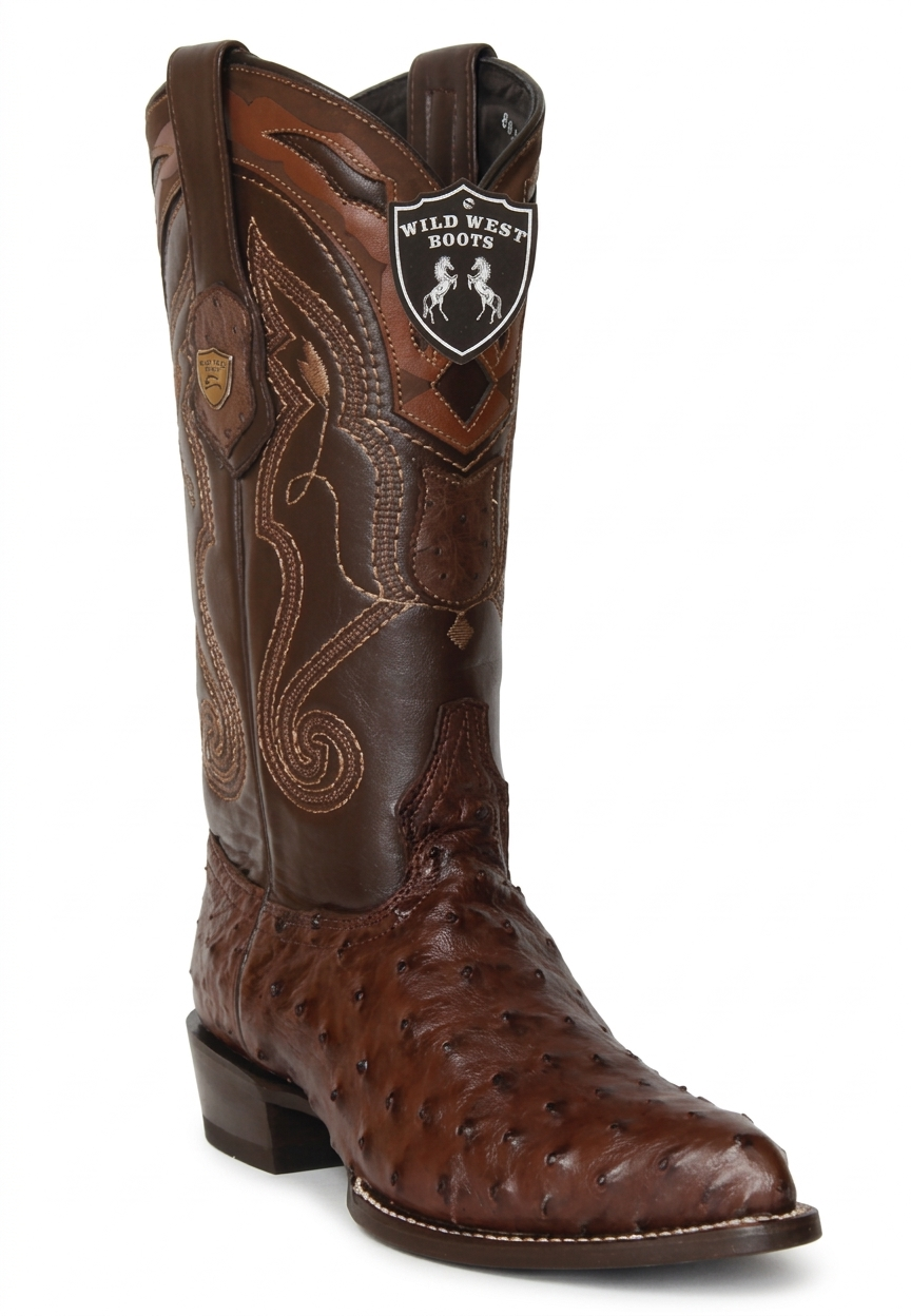 Wild West Men's H99J Full Quill Ostrich J Toe Western Boots