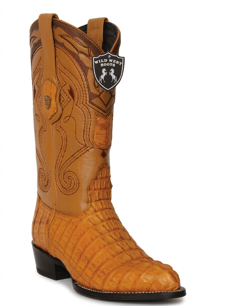 Wild West Men's H99J Exotic Caiman Tail J Toe Western Boots