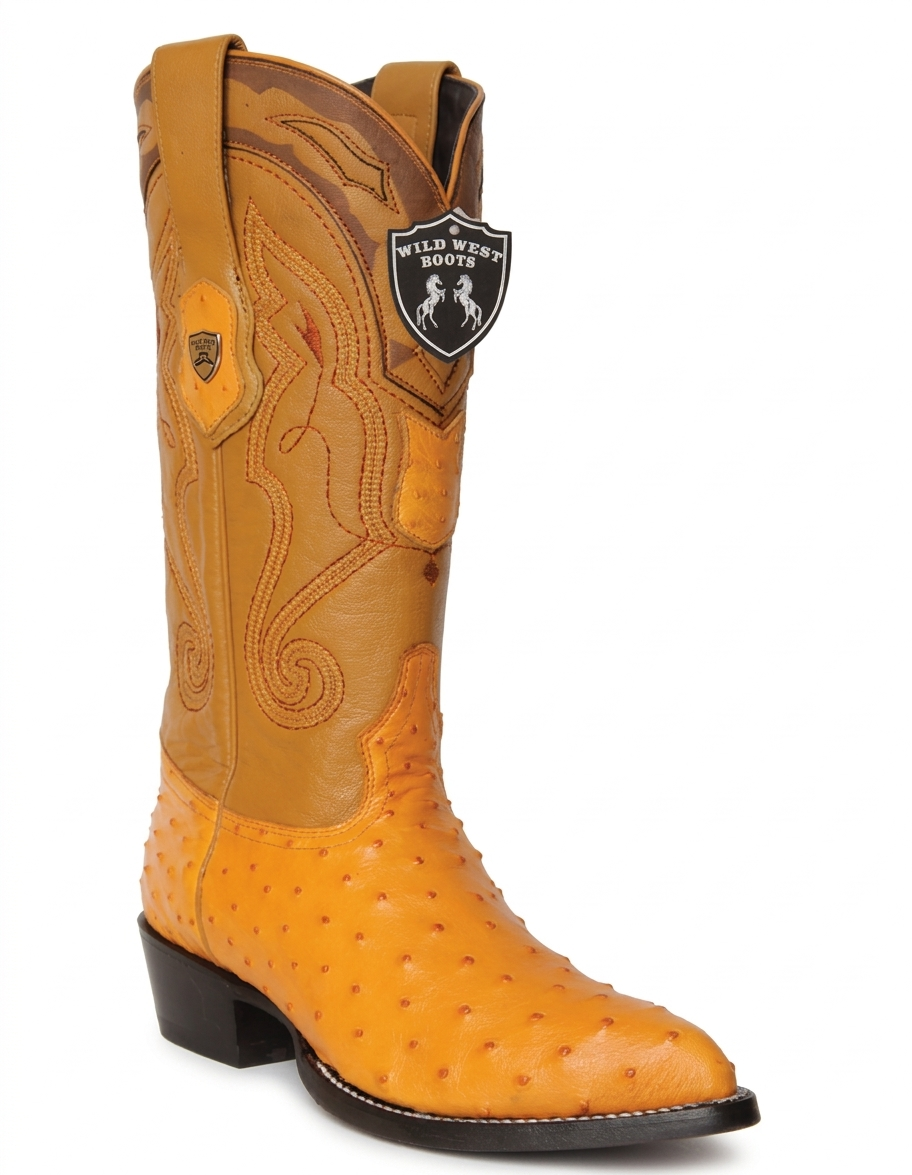 Wild West Men's H99J Full Quill Ostrich J Toe Western Boots