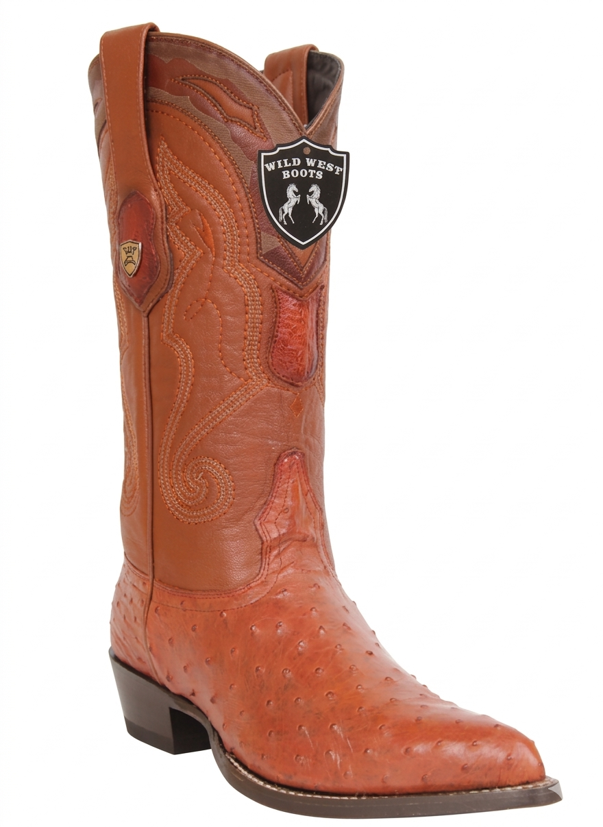 Wild West Men's H99J Full Quill Ostrich J Toe Western Boots