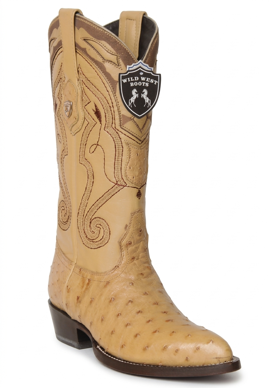 Wild West Men's H99J Full Quill Ostrich J Toe Western Boots