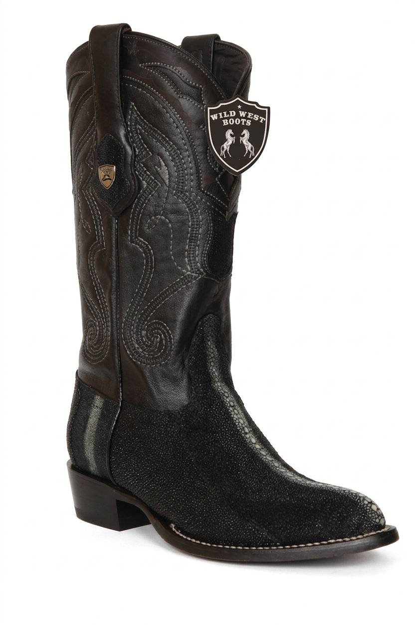 Wild West Men's H99J Exotic Stingray J Toe Western Boots - Rowstone & Single Stone