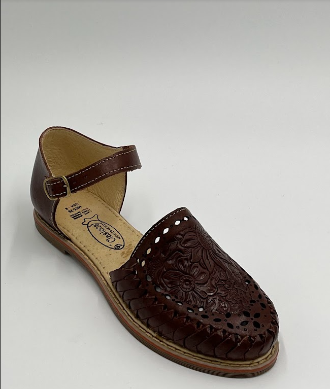 Handcrafted Leather Mexican Huarache Sandals – Floral Embossed Edition