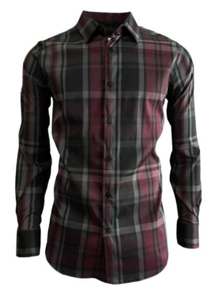 Lamasini Men's Modern Fit Plaid Shirt - Multiple Colors & Sleeve Lengths- LAM2027