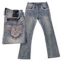 Lamasini Men's Modern Bootcut Stretch Denim Jeans- LAM12101