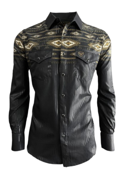 Camisa de Hombre Lamasini Premium Western Azteca con Botones- LAM2025