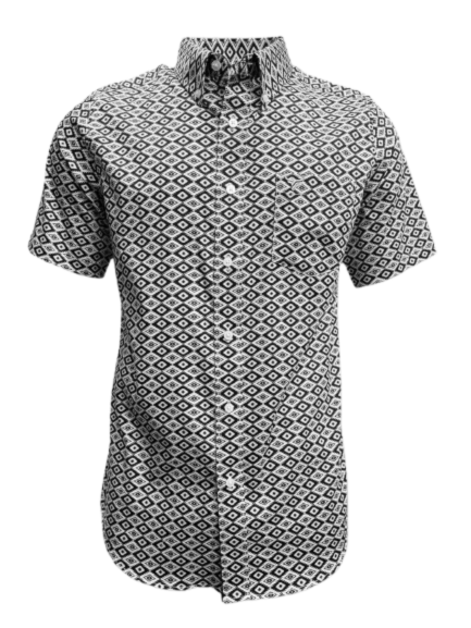 Lamasini Men's Geometric Diamond Print Button-Down- LAM2031