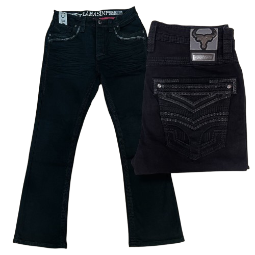 Lamasini Men’s Heavy-Stitch Premium Boot Cut Jeans- LAM26503