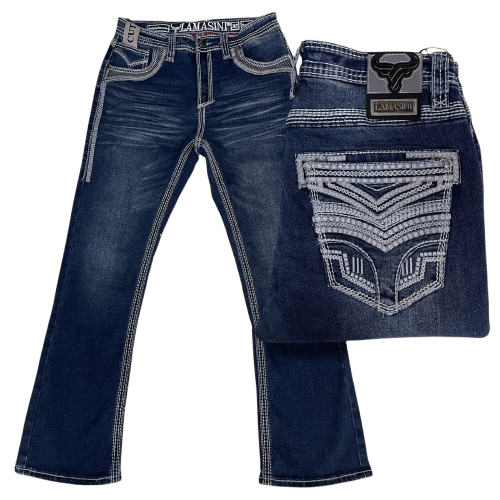Lamasini Men’s Heavy-Stitch Premium Boot Cut Jeans- LAM26503