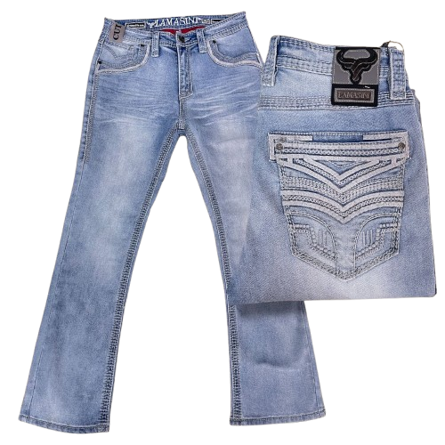 Lamasini Men’s Heavy-Stitch Premium Boot Cut Jeans- LAM26503