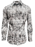 Lamasini Men's Luxury Silver & White Floral Damask Shirt- LAM3028
