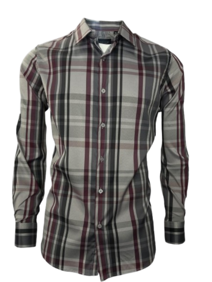 Lamasini Men's Modern Fit Plaid Shirt - Multiple Colors & Sleeve Lengths- LAM2027
