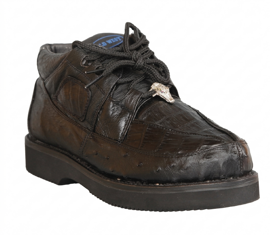 Zapatos Casual para Hombre Wild West Estilo 1 de Caimán Exótico y Avestruz con Pluma Completa
