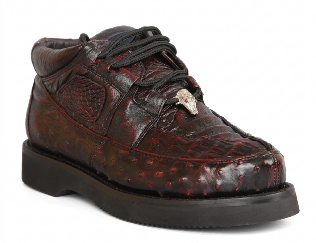 Zapatos Casual para Hombre Wild West Estilo 1 de Caimán Exótico y Avestruz con Pluma Completa