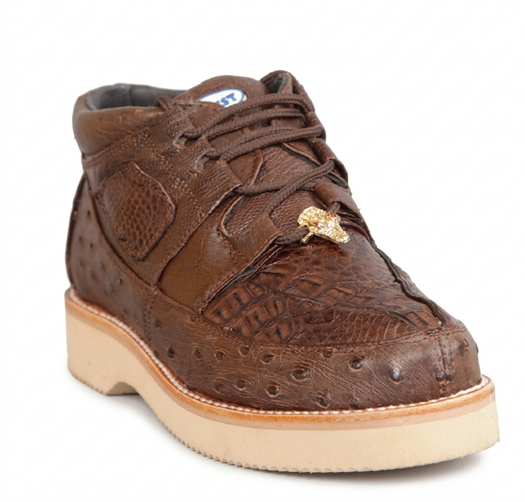 Zapatos Casual para Hombre Wild West Estilo 1 de Caimán Exótico y Avestruz con Pluma Completa