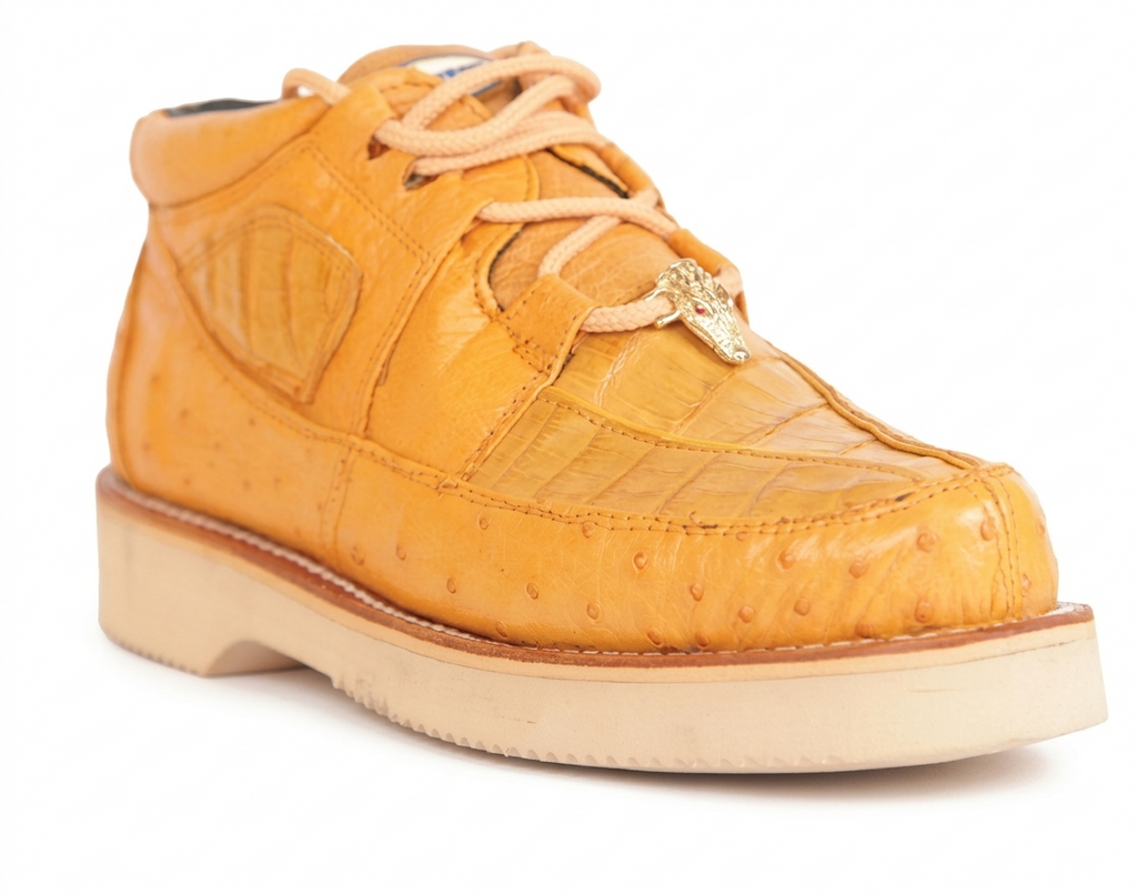 Zapatos Casual para Hombre Wild West Estilo 1 de Caimán Exótico y Avestruz con Pluma Completa