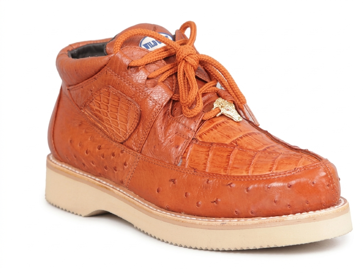 Zapatos Casual para Hombre Wild West Estilo 1 de Caimán Exótico y Avestruz con Pluma Completa